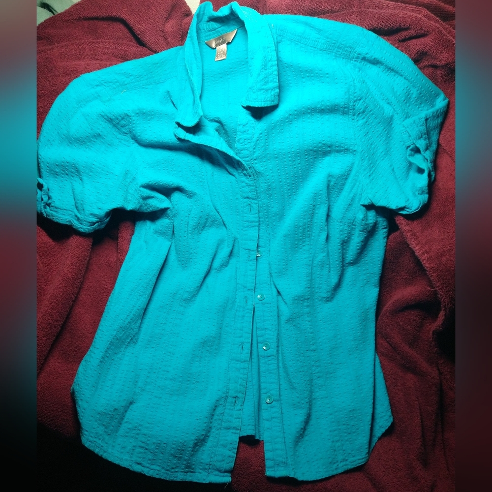 White Stag Women's Large Teal Turquoise Blouse